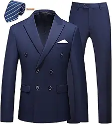 Blazer masculino de 2 peças com botões duplos e calça para smoking e calça para casamento, formatura, baile