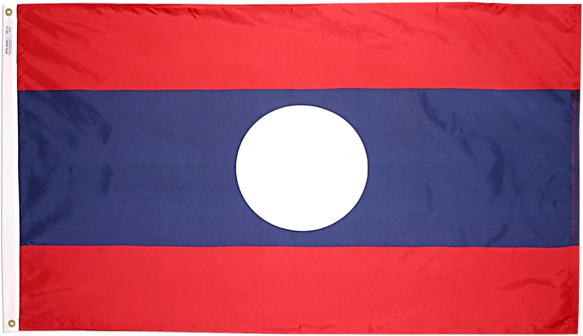 Annin Flagmakers Laos Flag USA-Made to Official United Nations Design Specifications, 3 x 5 Feet (Model 194591)
