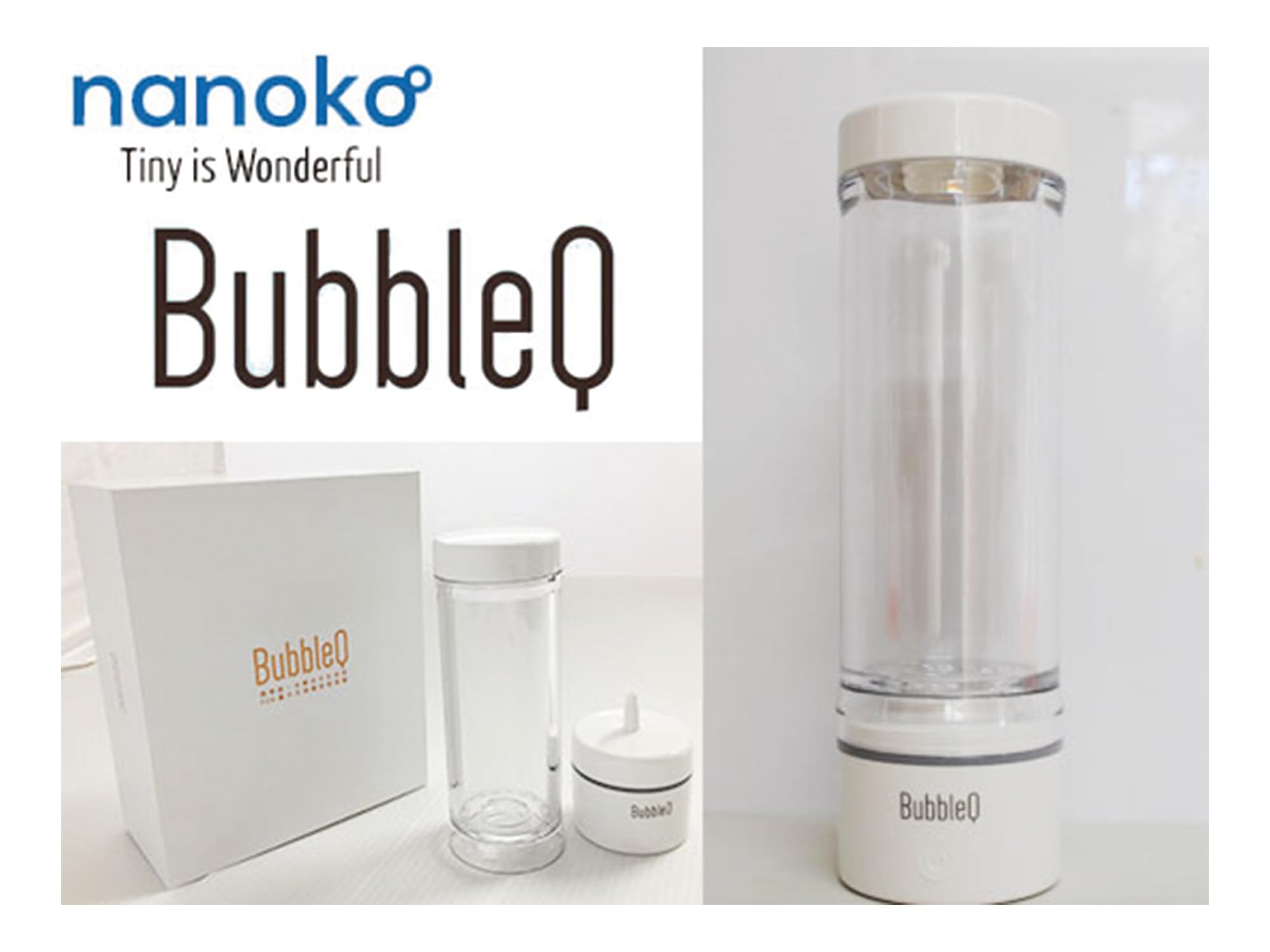 水素吸入器　水素水生成器　BubbleQ Amazon | nanoko BubbleQ BQ-30 (ホワイト) 携帯型 水素水生成機能付き