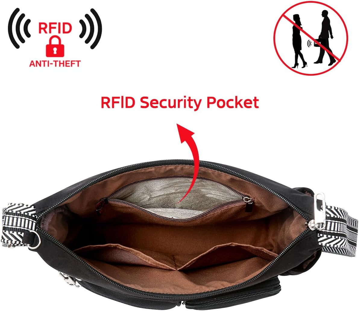 MHCNLL Trendy Anti Theft Crossbody Bag for Women, Waterproof Nylon Multi-Pocket Travel Purse and Everyday Shoulder Handbag - Image 5