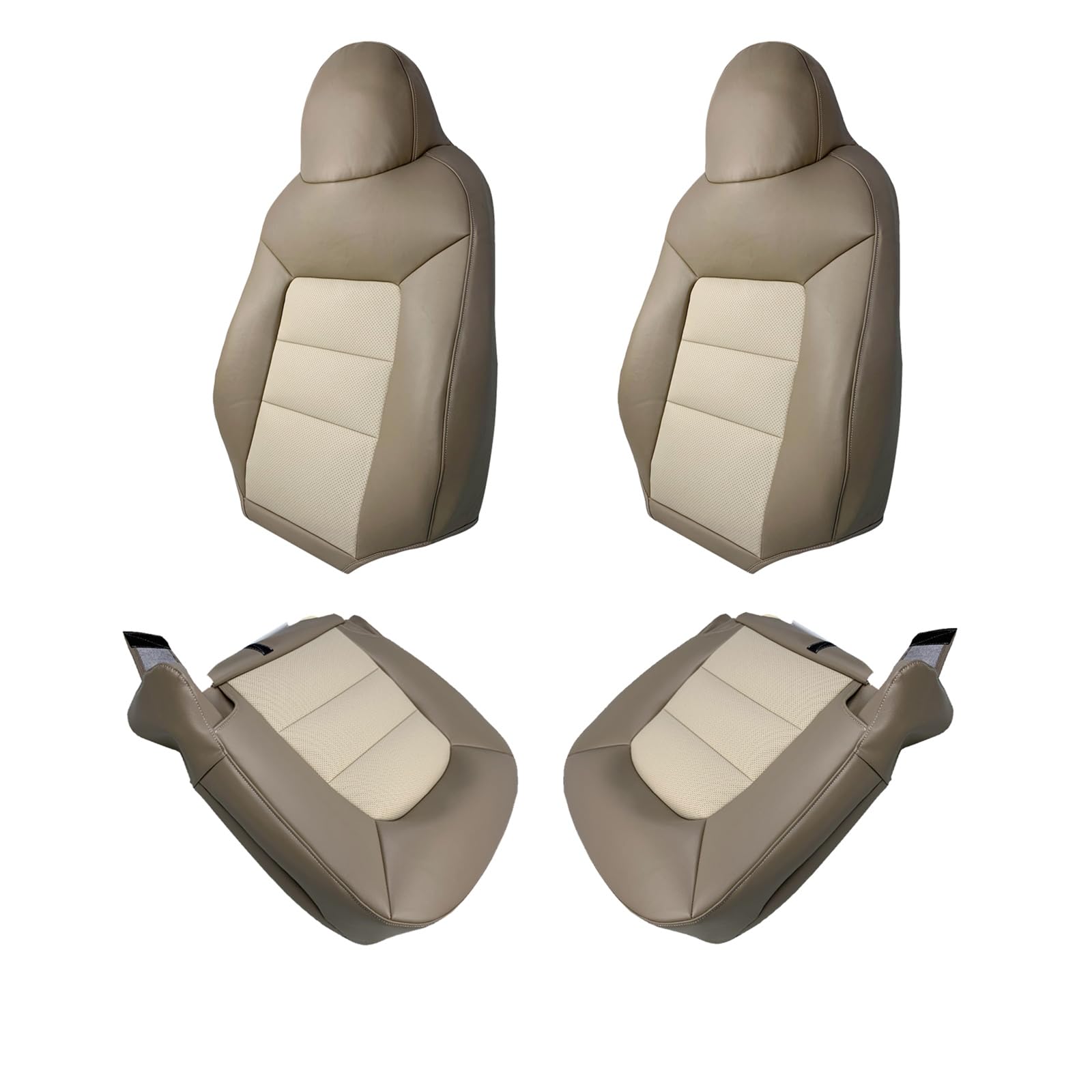 SHTLYH Driver & Passenger Bottom & Lean Back Microfiber Leather Seat Cover Tan Replacement for 2003-2006 Ford Expedition Eddie Bauer