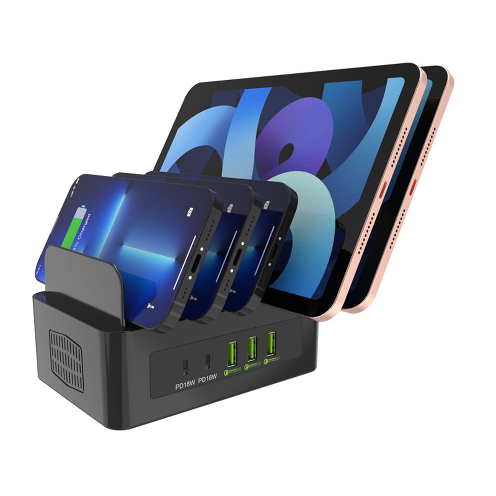 Ładowarka samochodowa o dużej mocy 150 W, stojak do przechowywania telefonów komórkowych, 16-portowa ładowarka USB z wieloma portami, wbudowany wentylator chłodzący, wiele zabezpie