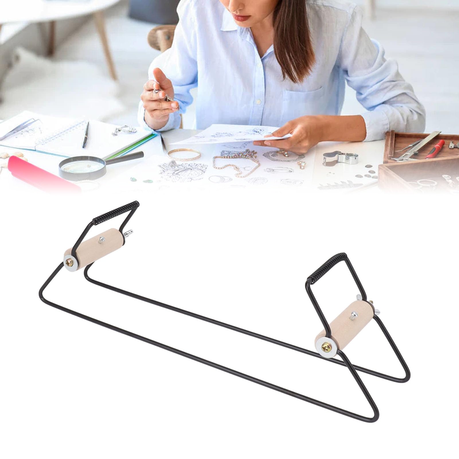 Telar de cuentas de metal, telar de pulseras con cuentas, máquina de cuentas DIY para pulseras con cuentas, collares, cinturones, joyería (Negra)