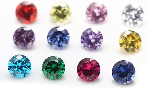 Miniatura 5 de 12 piedras de cumpleaños 1 unids por color redondo suelto Cubic Zirconia piedras sintéticas rubí sintético espinela