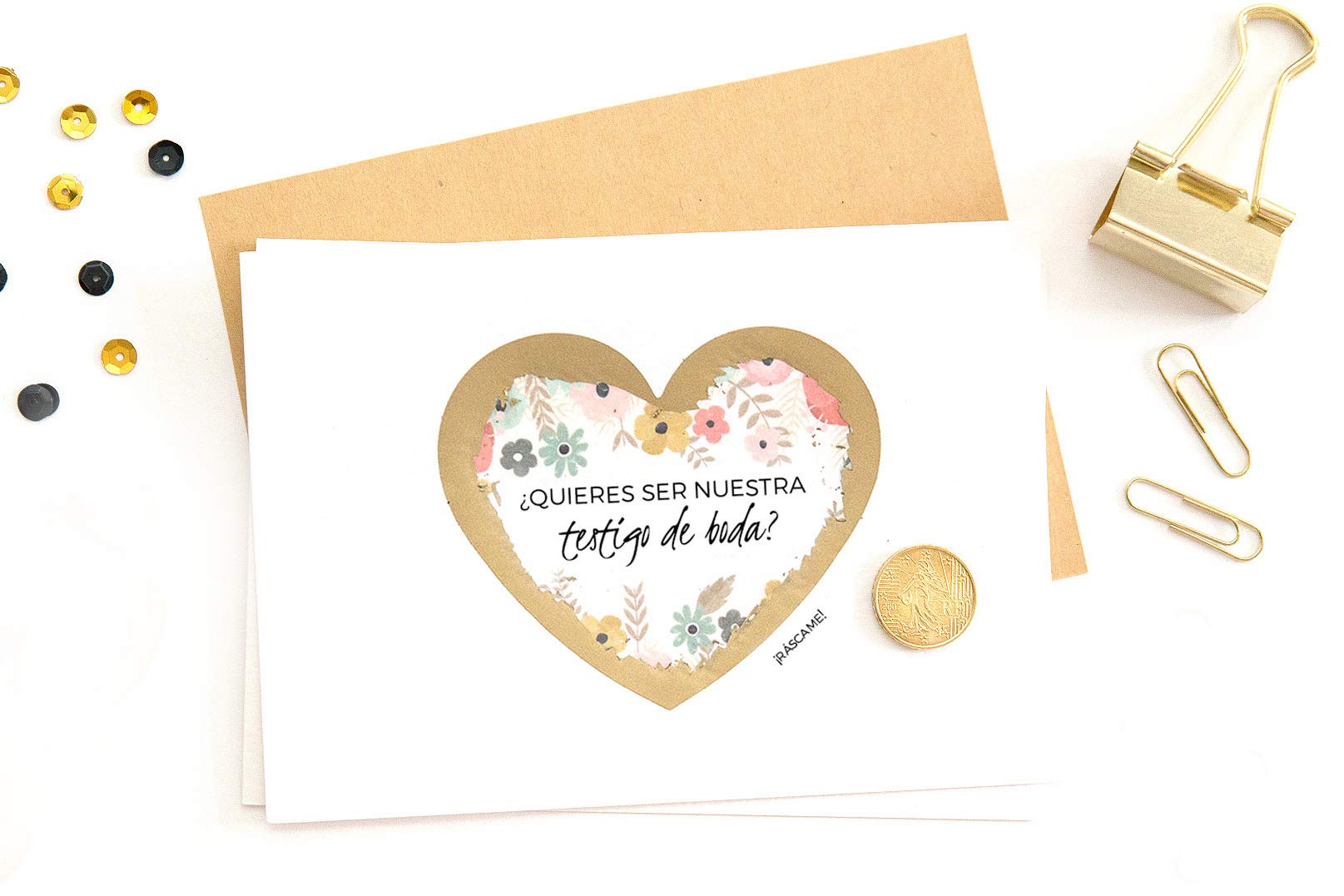 Wild Confetti Tarjeta Testigo de Boda ⎪Personalízala con tu mensaje ⎪Tarjeta Rasca (TESTIGO)