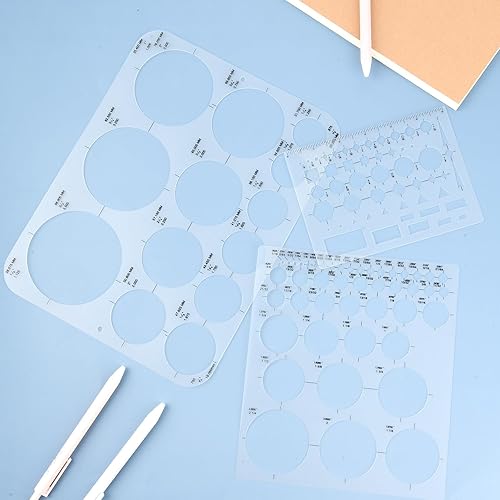 Miniatura 5 de 3 plantillas de círculo, plantillas redondas de plástico, plantillas de medición de círculo transparente, reglas, plantillas de dibujo de diferentes