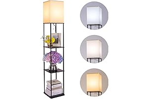3-Color Floor Lamp with Shelves