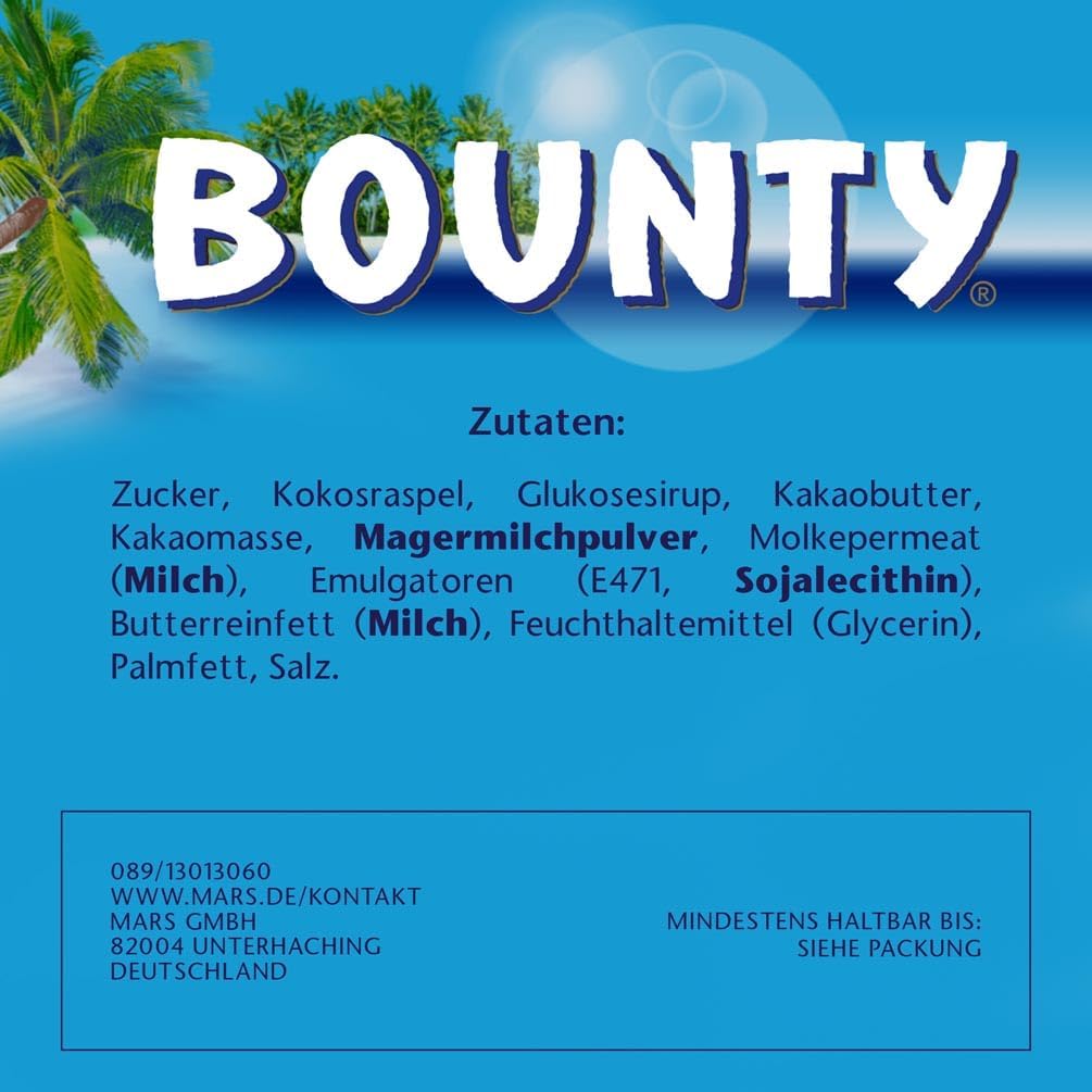 Bounty 4x 24x57g I Multipack I 96 Riegel I Kokosnuss und Schokolade I Schokoriegel I Großpackung I Familienpackung I Bigpack