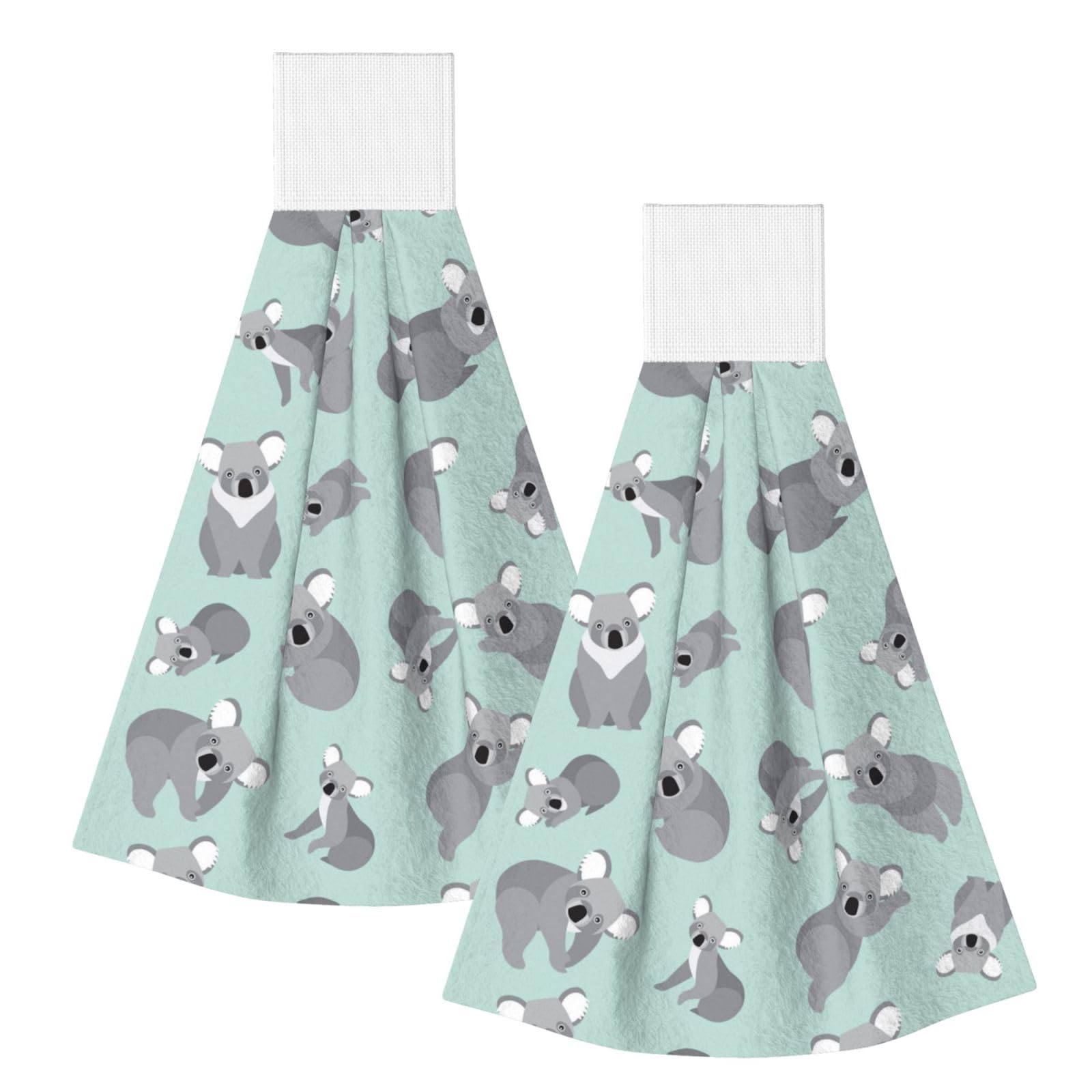 DOPKLNA Cute Koala, 2 Pcs Hanging Coral Fiber Hand Towels for Bathroom, Absorbent Kitchen Towels