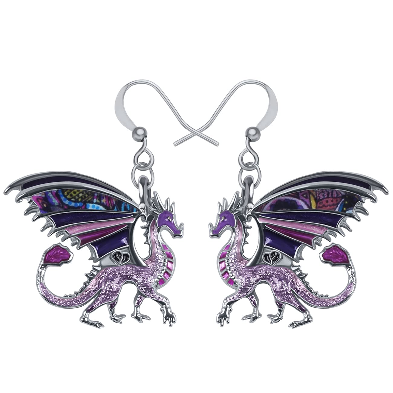 Enamel Alloy Dinosaur Fantasy Dragon Earrings Drop Dangle Unique Animal Jewelry For Women Dragons Gifts