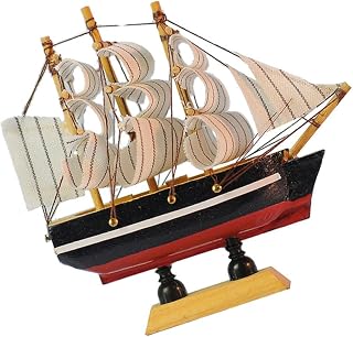 jojofuny Eco-Friendly Wooden Sailboat Model Sailing Ship Ornament Nautical for Decor Random Color