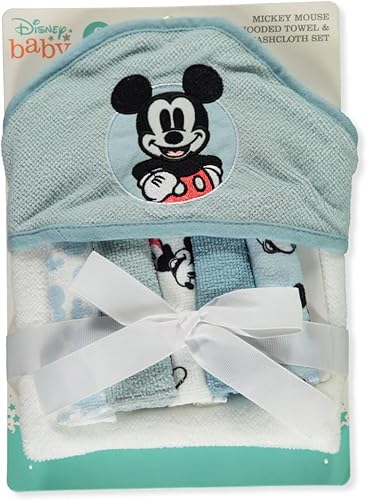 Cudlie Accessories Disney - Juego de toallas con capucha para bebé, diseño de Mickey Mouse con 5 piezas, estampado de estilo fresco, talla única
