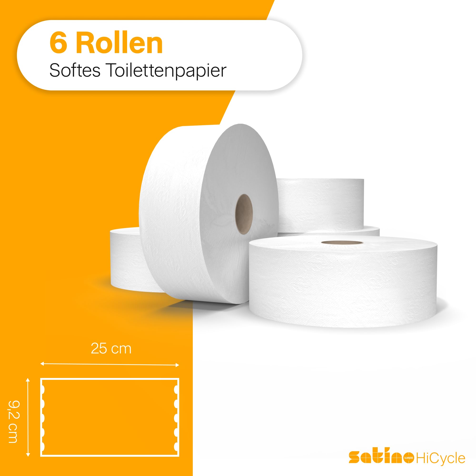 Satino by WEPA comfort papier toaletowy duża rolka 317130 – 6 rolek – 2-warstwowy – biały – miękki – certyfikat UE Ecolabel – 380 metrów na rolkę