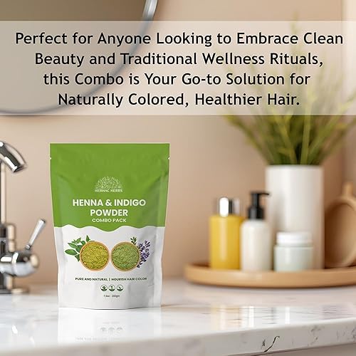 Miniatura 5 de Polvo de henna e índigo para el color del cabello, crecimiento, 7.05 oz (3.53 oz cada uno), tinte para el cabello puro y natural