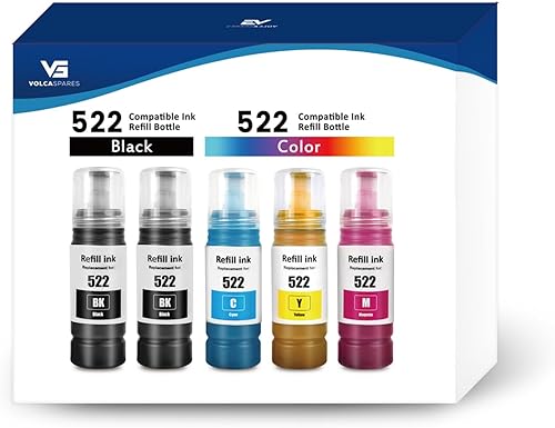 T522 522 Botellas de recarga de tinta para impresoras Epson EcoTank ET-2800 ET-4800 ET-4700 ET-2400 ET-2720 ET-2803 (2 negros, 1 cian, 1 magenta, 1