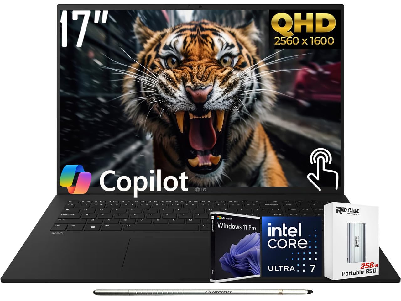 Gram 17 Touchscreen Thin & Lightweight Laptop, Intel Ultra 7 258V, 17inch QHD+ Display, 32GB LPDDR5X RAM, 1TB SSD, Intel Arc Graphics, Copilot+ PC, WiFi 7, Backlit KB, W/256G PSD, Win 11 Pro