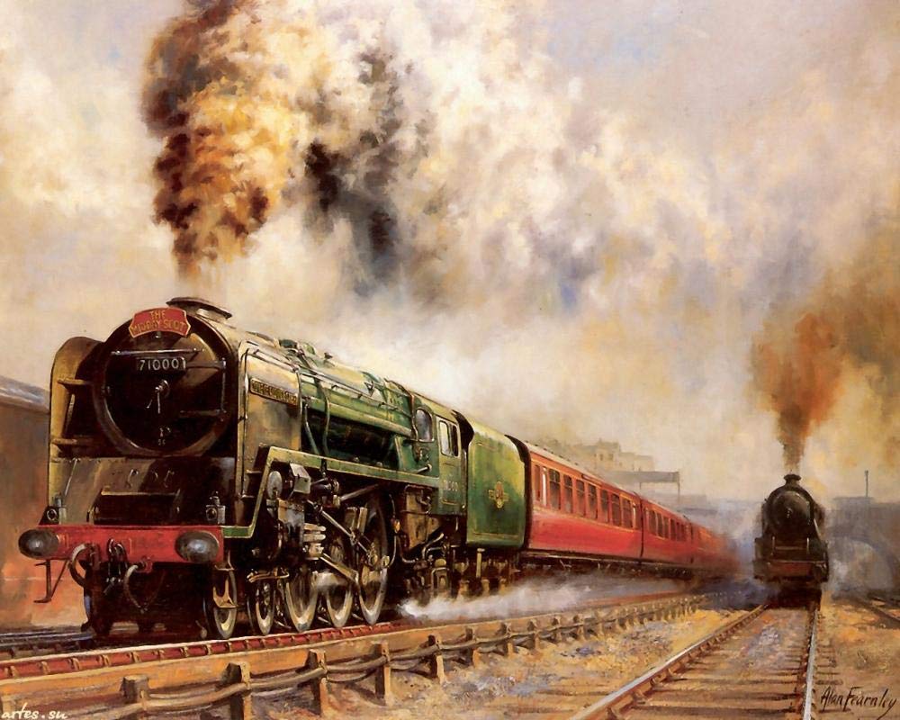 Paint by Numbers Kits Colorful Retro Steam Train Paint by Numbers for Adults and Kids DIY Oil Painting Gift Kits