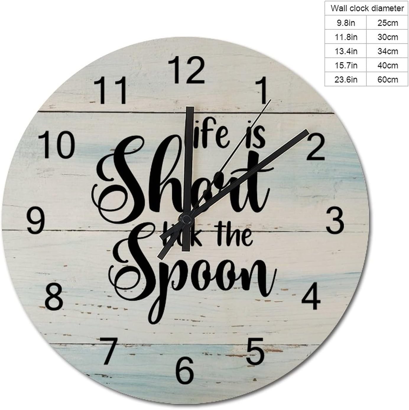 15 Inch Life is Short Lick The Spoon Wall Clock Non Ticking Inspirational Quotes Home Decor Wall Clocks Round Clock for Kitchen,Dining Room Housewarming Gifts for New Home