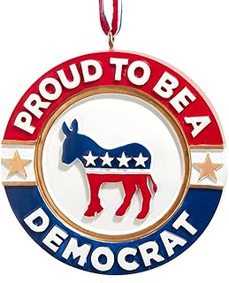 Kurt Adler 2.75" Proud to Be A Democrat Disc Ornament - Patriotic Donkey Design Resin Decor