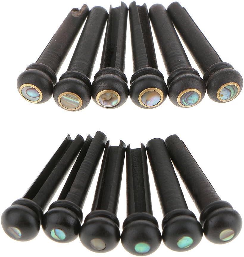 Jili Online 12 Ebony Wood Abalone Shell Bridge Pins Acoustic Guitar String Pegs Pin Set : Musical Instruments