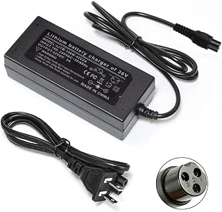 42V 2A Battery Charger for 36V Lithium Battery, Universal Power Supply Adaptor with 8mm 3 Prong Connector