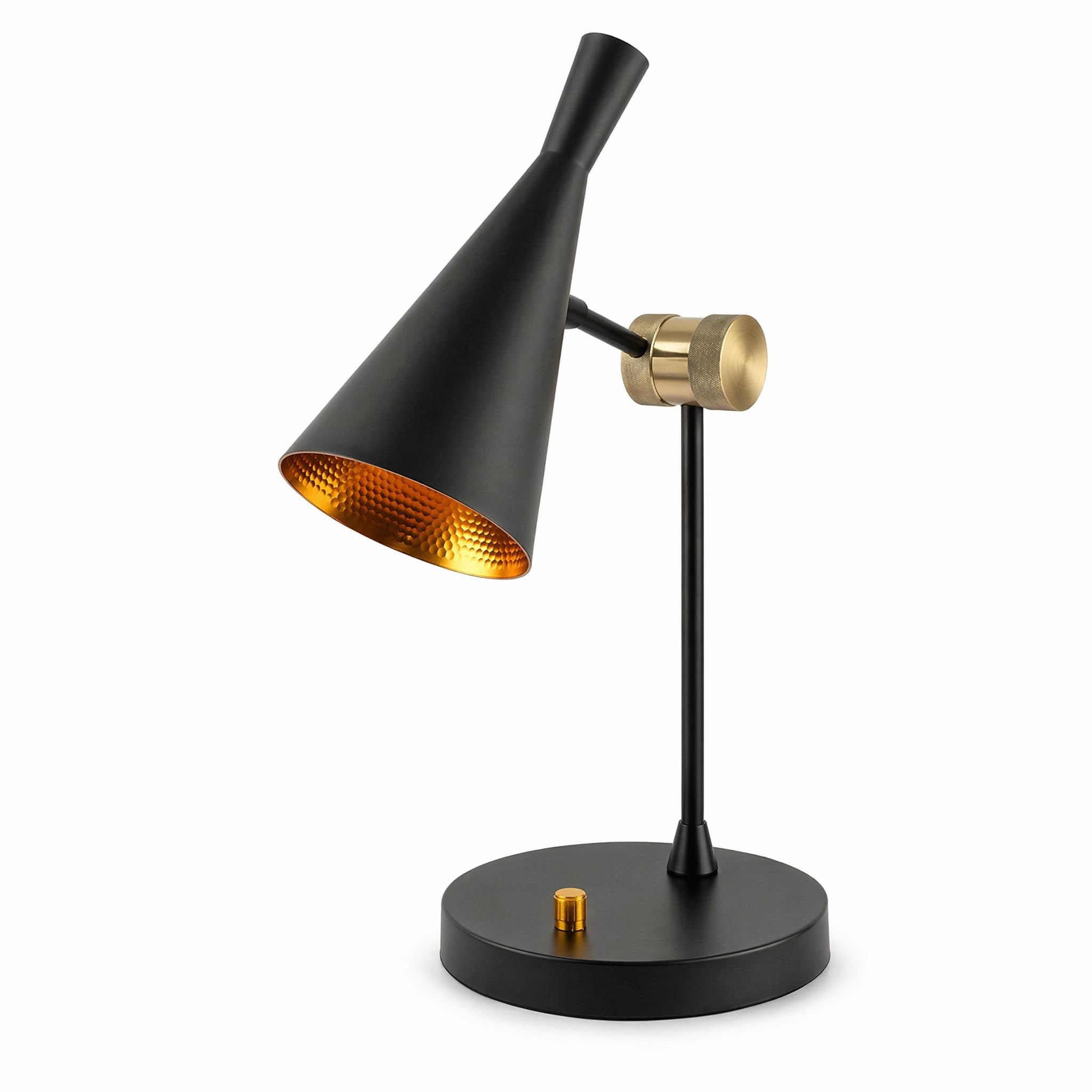BARCELONA LED lampada da tavolo orientabile alluminio Nordi nera E27 | corpo in alluminio opaco, testa orientabile, base rotonda stabile, cavo 125cm con interruttore