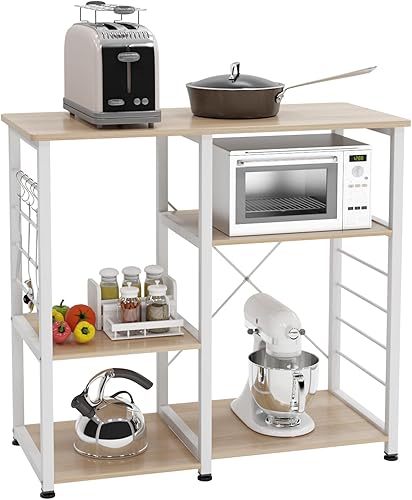 Vista 9 de SogesHome Estante de cocina de 4 niveles, soporte para horno de microondas, estante organizador de almacenamiento, estación de aperitivos de café