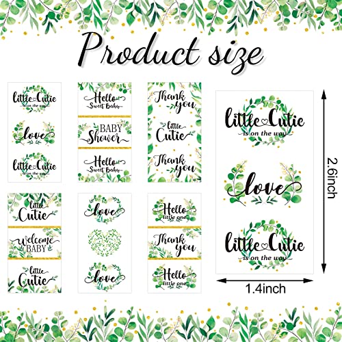 Clabby Baby Shower Candy Wrappers, Shower Mini Candy Bar Miniatures Wrappers Chocolate Bar Label Stickers For Boys Girls Kids Baby Shower Decor (No Candy)(Greenery Style, 90 Pieces) #TOP1