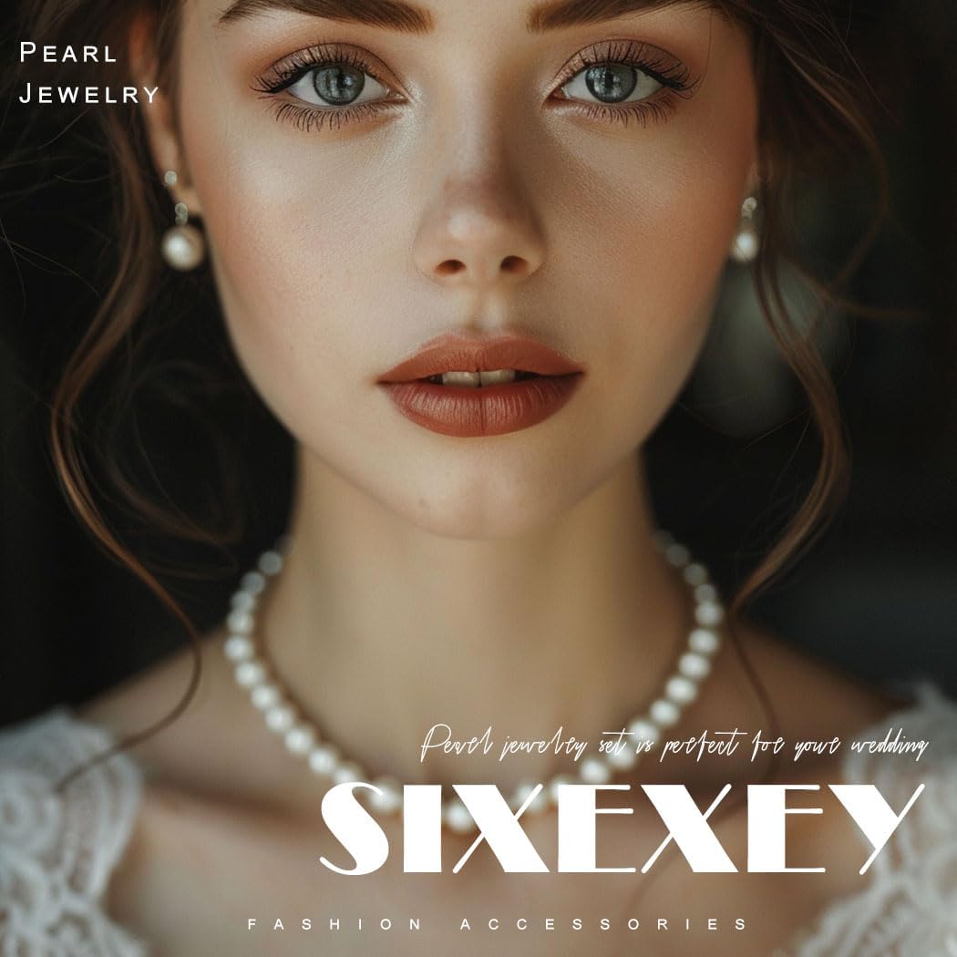 Sixexey Wedding Pearl Jewelry Set Bridal Jewelry Rhinestone Prom Birthday Necklace Jewelry Accessories for Women - Image 7