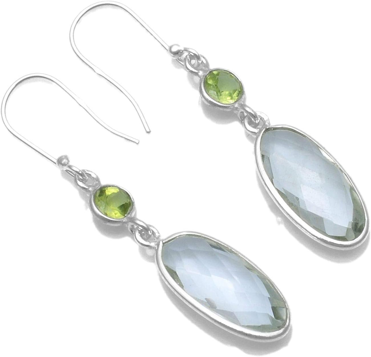Silver Palace 925 Sterling Silver Natural Gemstone Drop Dangle Earrings for Women