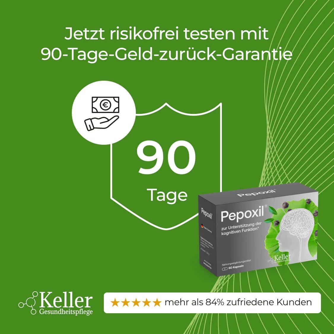 PEPOXIL zur Unterstützung kognitiver funktionen I 60 Stück Hochdosiert mit Nattokinase I fermentierte Sojabohnen, Ginkgo Biloba, Ginseng & Timut Pfeffer-Extrakt - Pflanzliche Rezeptur, PZN 19945625