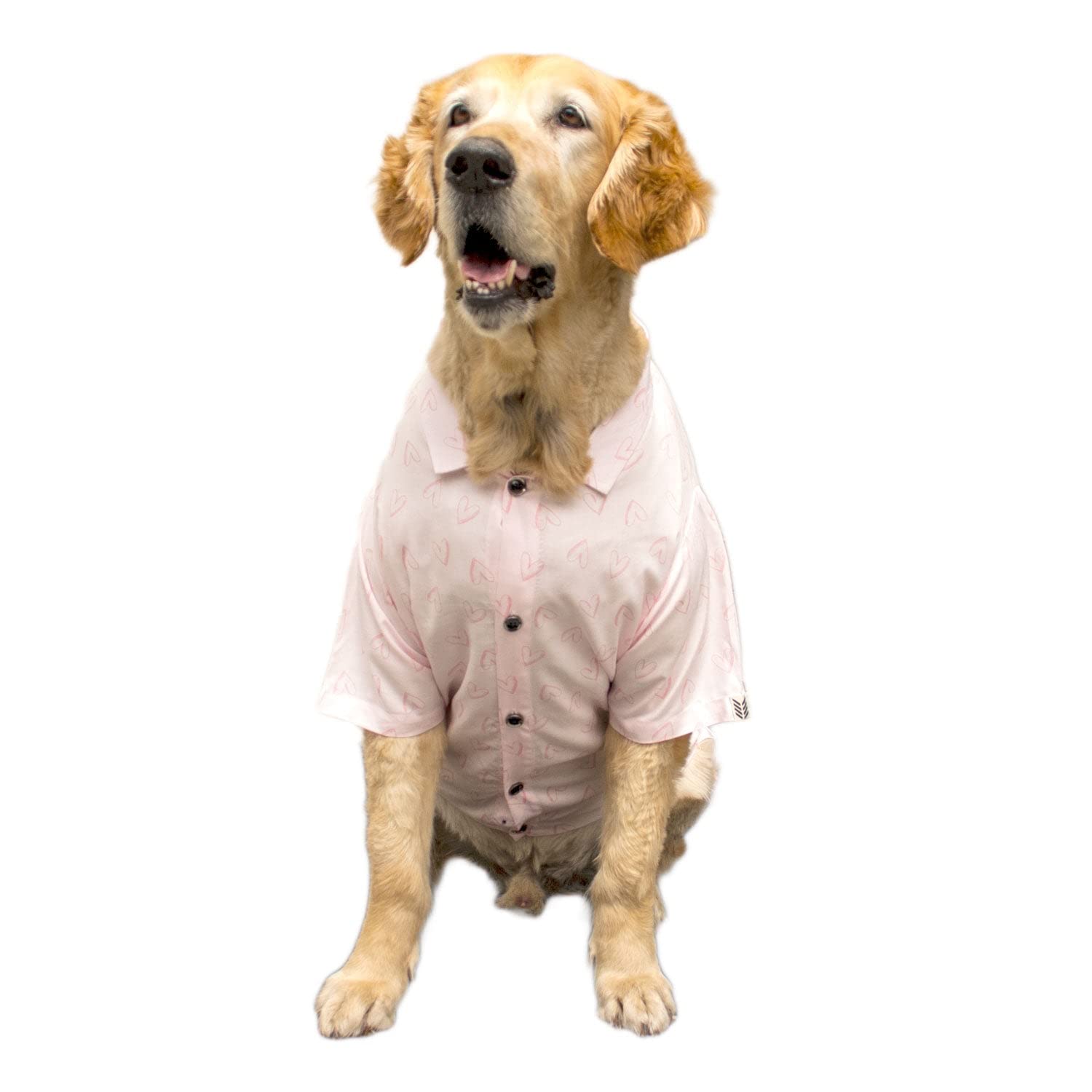 Ruse Pet Pink Hearts Dog Collar Shirt | SoftTech Fabric Half Sleeves/Apparel/Clothes Shirt Gift for Dogs.(XXS)