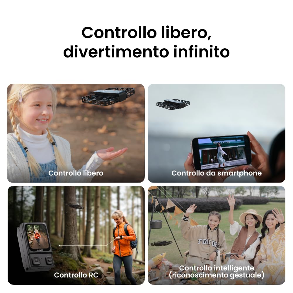 HOVERAir X1 Telecamera Auto-Volante, Video HDR con Drone Tascabile, Decollo sul Palmo, Percorsi di Volo Intelligenti, Follow-me Action Camera con Controllo a Mani Libere, Nero (Combo)