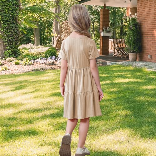 Toddler Baby Girls Dress Little Girl Summer Dress Casual Short Sleeve Round Neck Party Baby Beach Sundress 18M-6T3