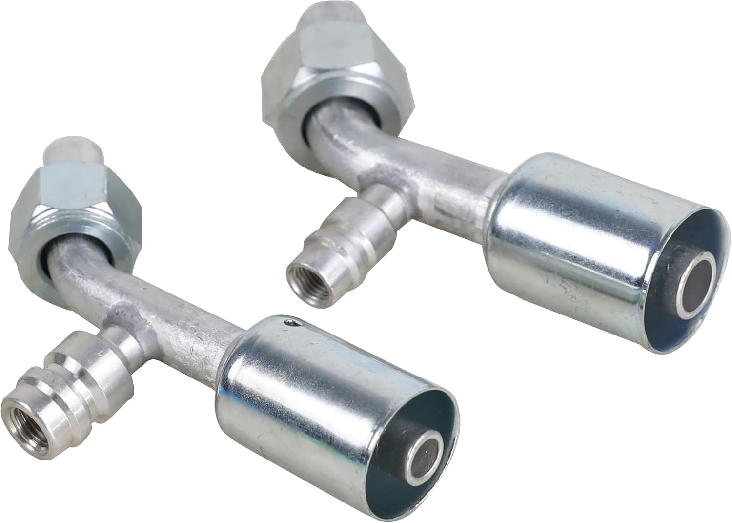 Air Conditioner Fitting Set #8 and #10 Female Oring Beadlock 45° Degree with R134a high and low pressure valve, A/C Refrigerant Hose Fitting
