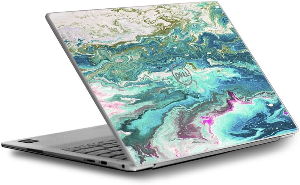 Skin Decal for Dell XPS 13 9370 9360 9350 Laptop Vinyl Wrap Cover/Marble Pattern Blue Ocean green