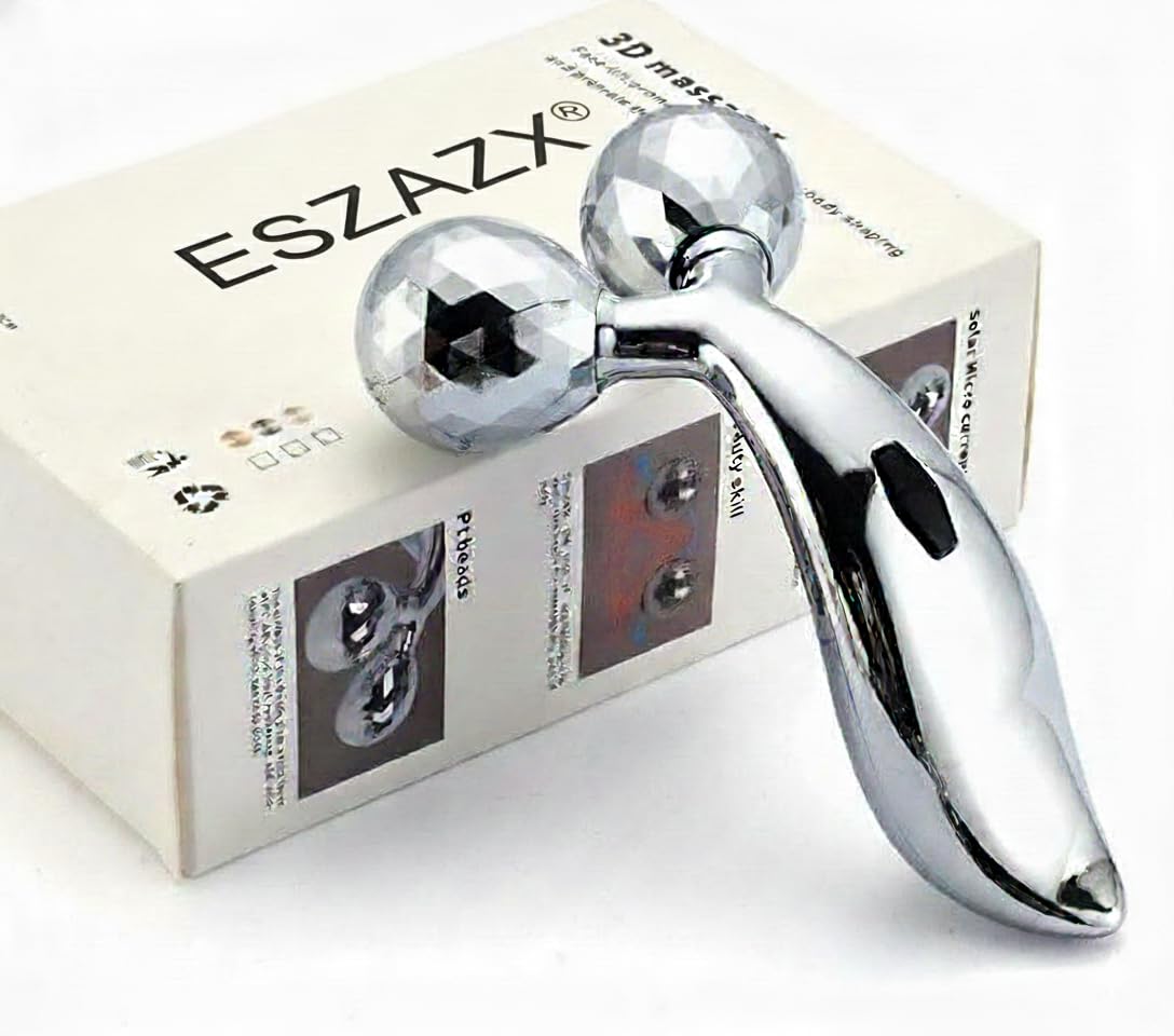 3D Face and Body Massage Roller, V-Shaped Design, Waterproof Silver Massager for Skin Tightening and Blood Circulation-picture-46