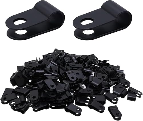 Miniatura 21 de Antrader Abrazadera de cable tipo R, clips organizadores de cables de nailon blanco para 3/8 pulgadas de diámetro, paquete de 200 unidades con