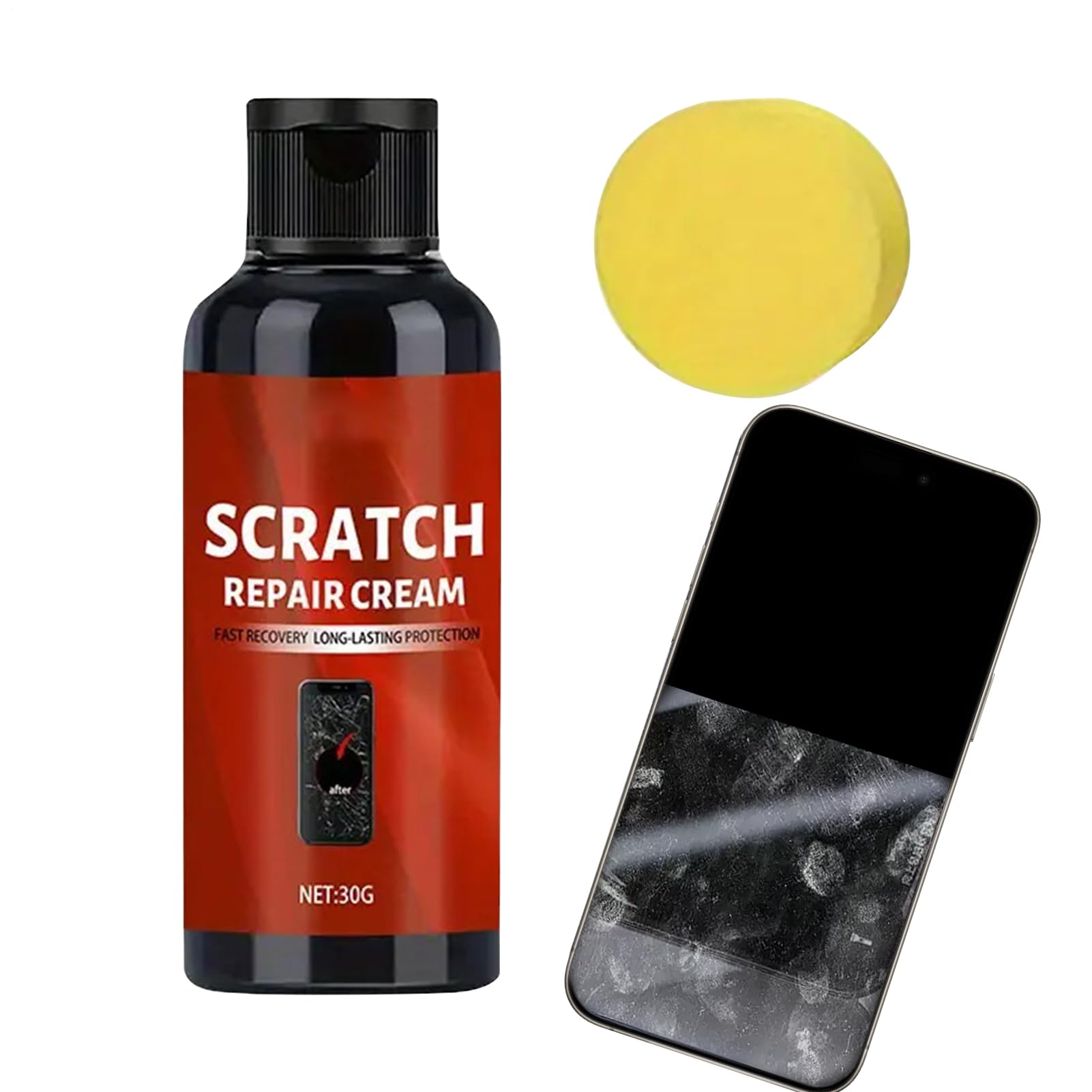 Glass Scratch Remover for Phone Screen, 30g Quick Fix Polishing Cream | Phone Screen Scratch Repair Kit,for Restoration Maintenance Care Watch Cellphone Eyeglasses Laptop Touchscreen