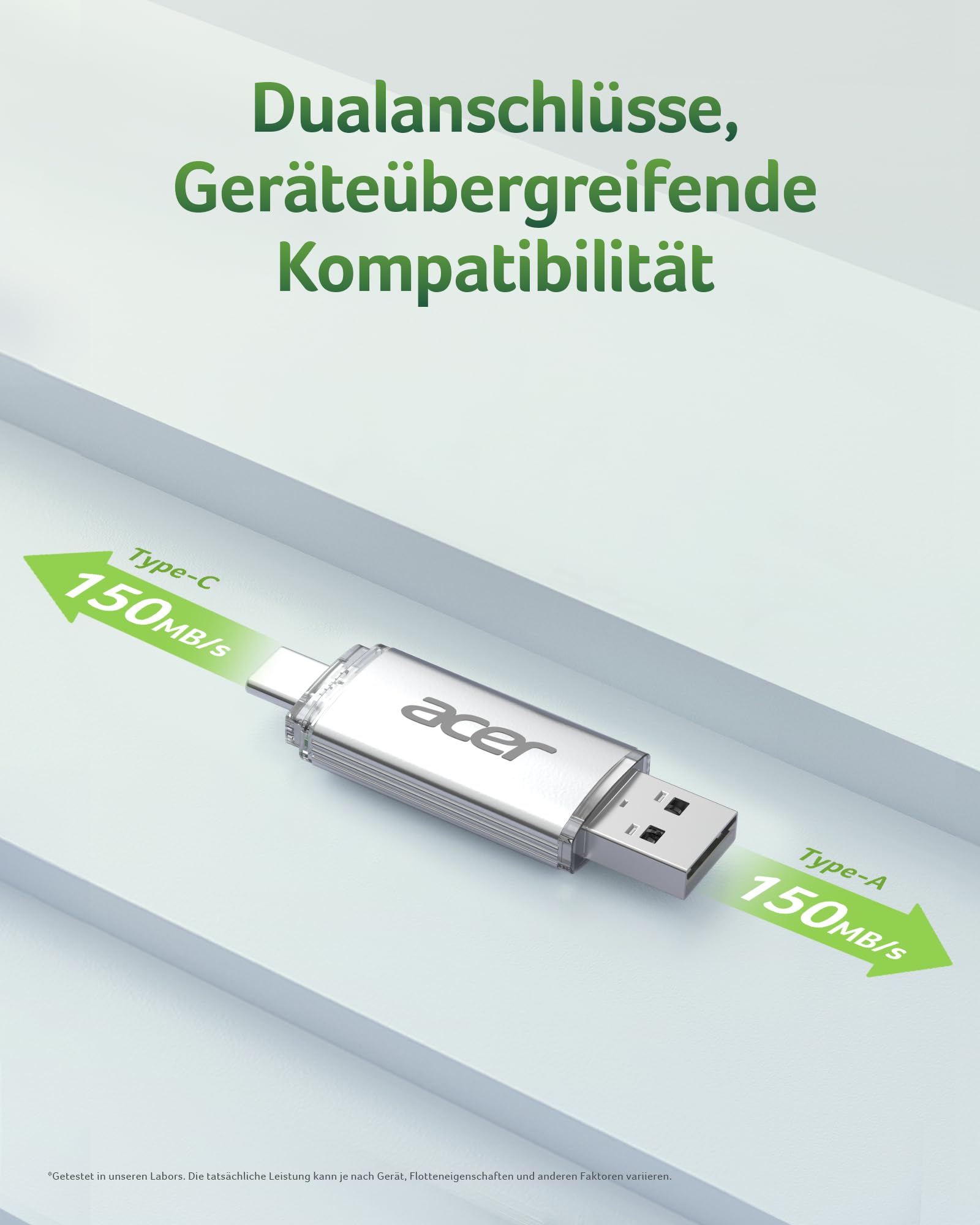 Acer UT300 256GB USB 3.2 Gen1 Flash Drive Dual-Anschluss Typ-A & Typ-C 150 MB/s