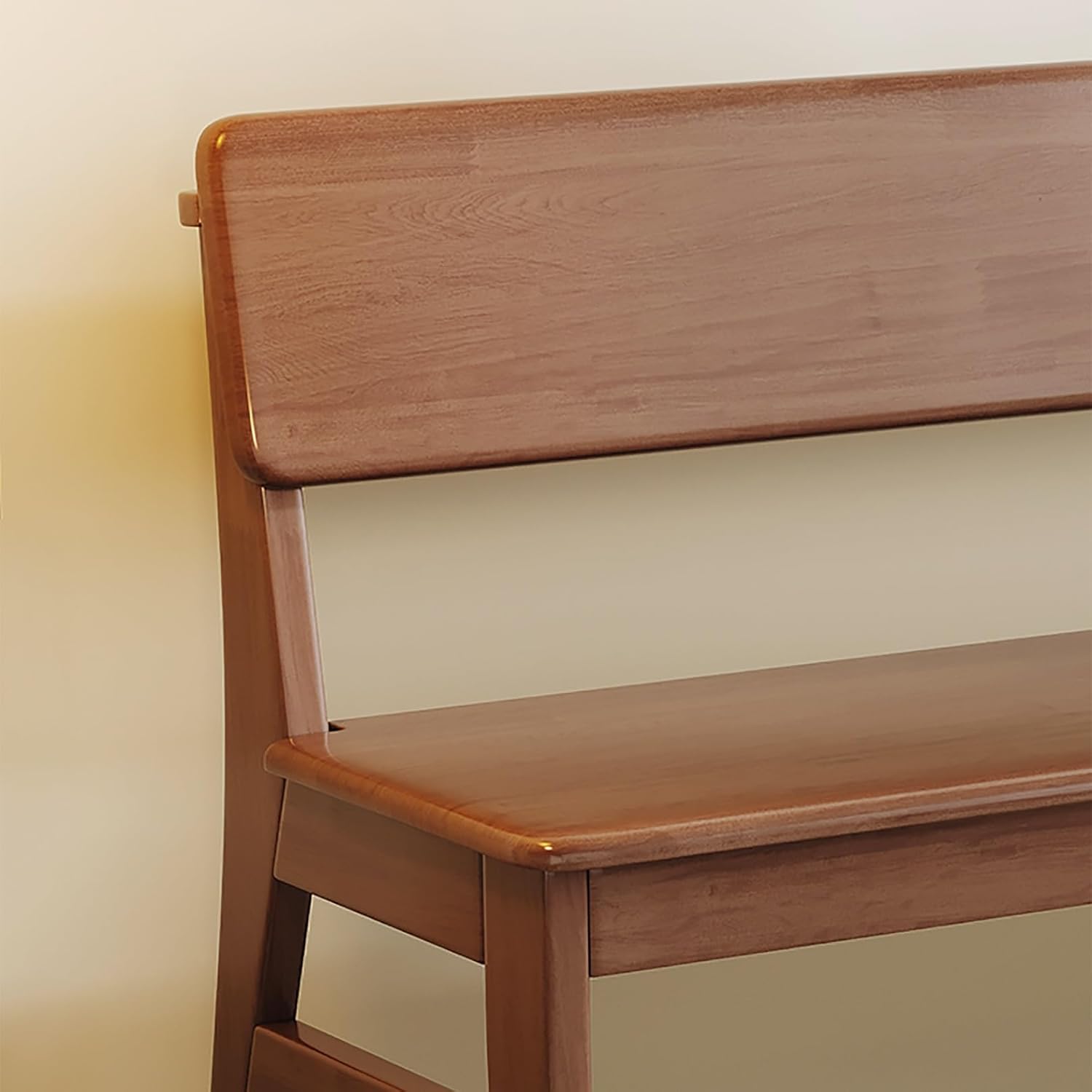 Dining Bench with Armrest Solid Wood Entryway Bench Storage Bench Seat Rustic Farmhouse Wooden Garden Bench for Patio Park Hallway Bedroom Living Bed Mud Room Indoor Outdoor(Beige,140*45*86cm)