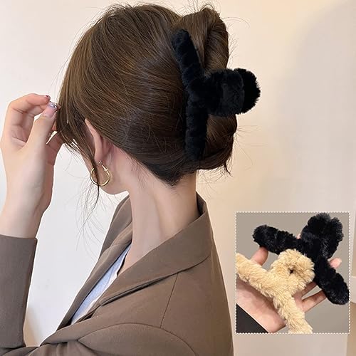 Miniatura 6 de Pinzas para el pelo mullidas, 7 pinzas de leopardo y pinzas grandes de 4.5 pulgadas para cabello grueso, pinzas de pelo esponjosas para mujeres