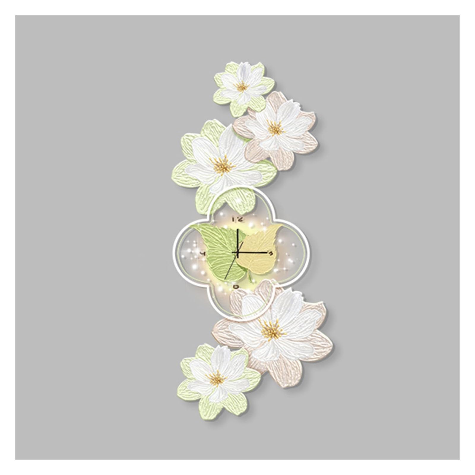 Applique murale moderne en fleur avec horloge 3D lumineuse pour grand salon