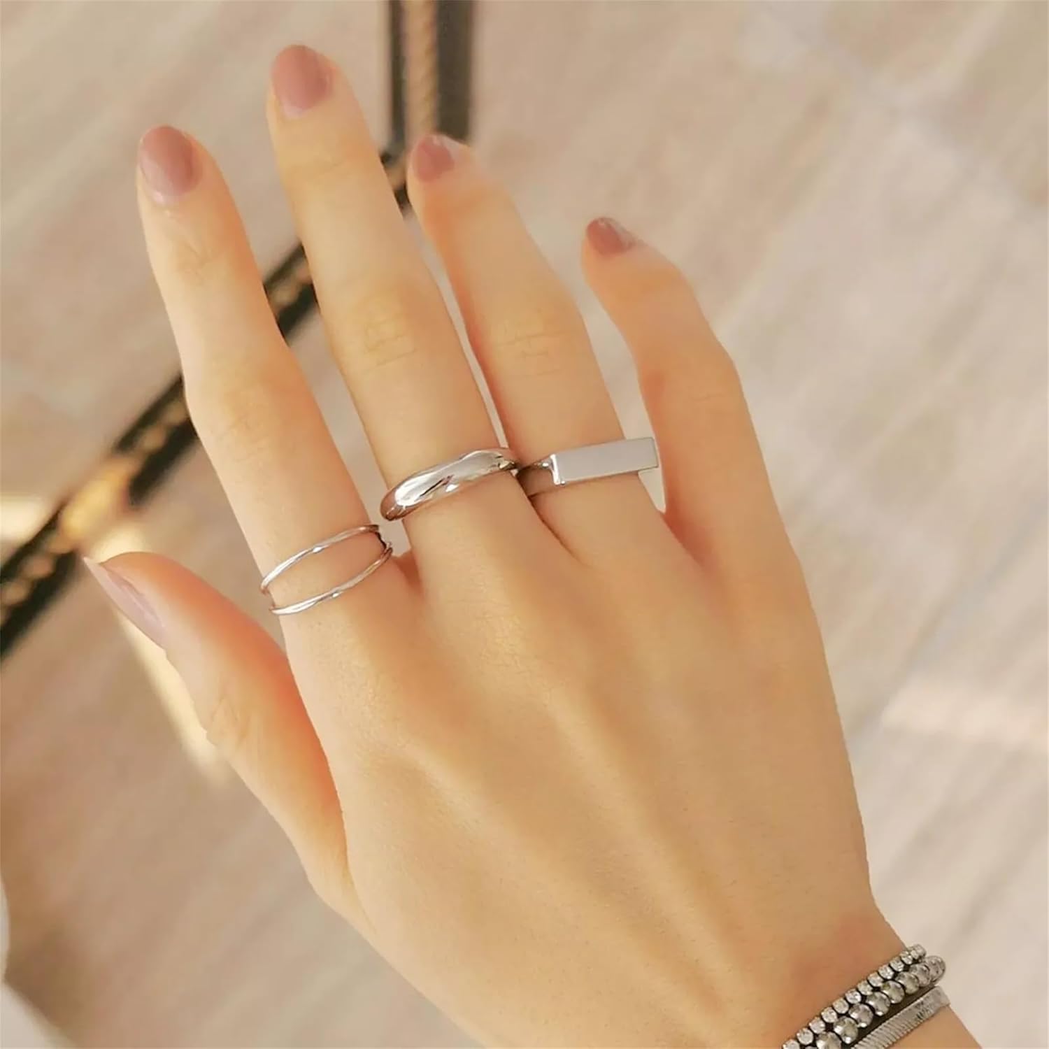 Sterling Silver Shinny Dome Slice Huggie Circle Round Open Band Ring 2 Tones