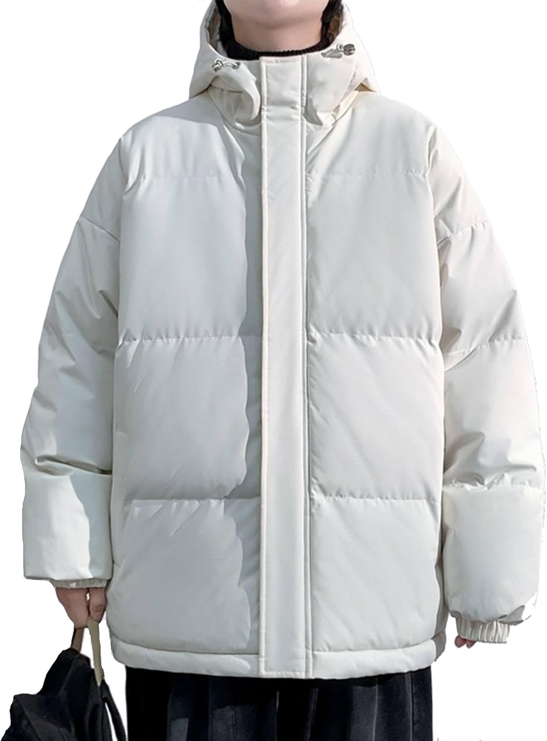 Maiyifu-GJ Men's Lightweight Puffer Jacket Hooded Warm Quilted Jackets Windproof Thicken Down Coat Outerwear