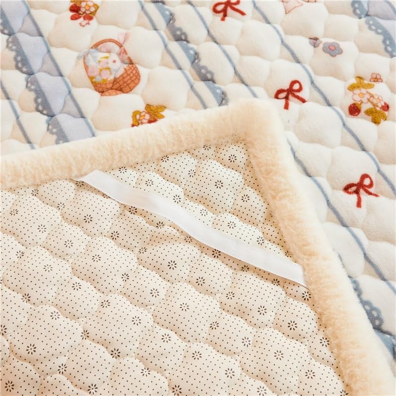 Mattress Pad Topper Queen Plush Bed Topper Quilted Fitted Mattress Pad Cover Mattress Pad Cover Ultra Soft Mattress Protector for Back(Dark Blue,Full)