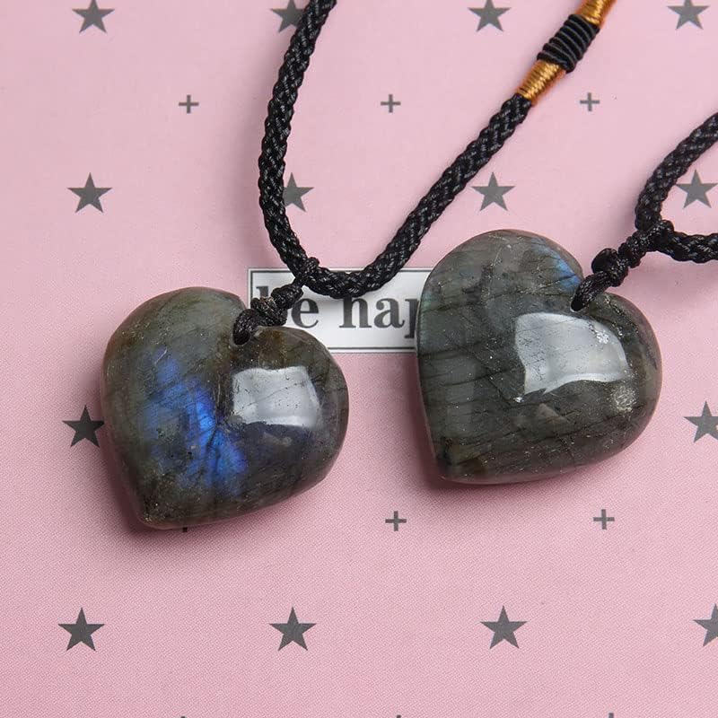 Miniatura 5 de 1 unids Natural Corazón Colgante Labradorita Collar Gema Piedra Lunar Piedra Cristal Cuarzo US, Gema, Cuarzo