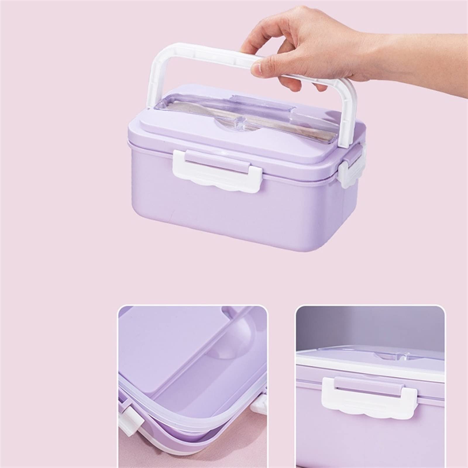 Portapranzo Bento Portapranzo in Vetro con Coperchio Stile Lunch Box for microonde Bento Box e contenitori for Alimenti ecologici(Purple)
