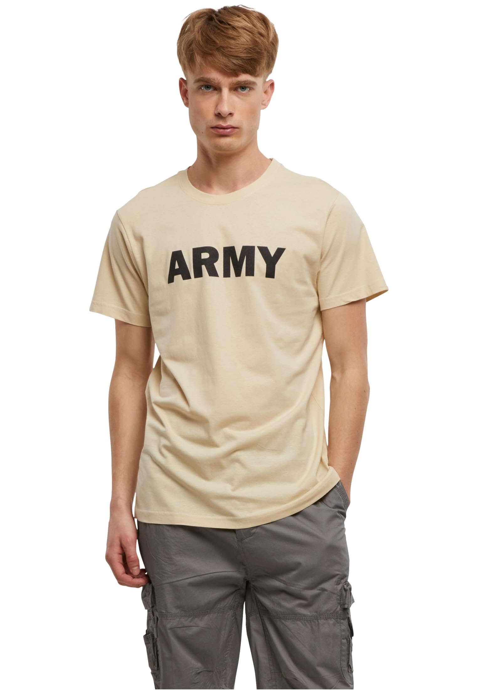Brandit Army T-Shirt, Many Colours, Sizes S to 5XL, Beige, S