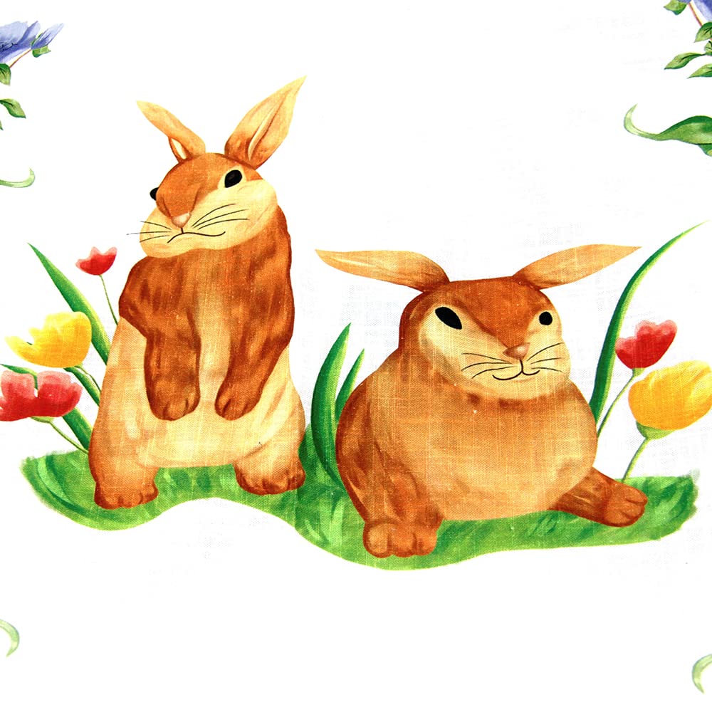 The Royal Family - tovaglia rettangolare per la festività pasquali Spring Easter, bordi azzurri su sfondo bianco, 140x300cm